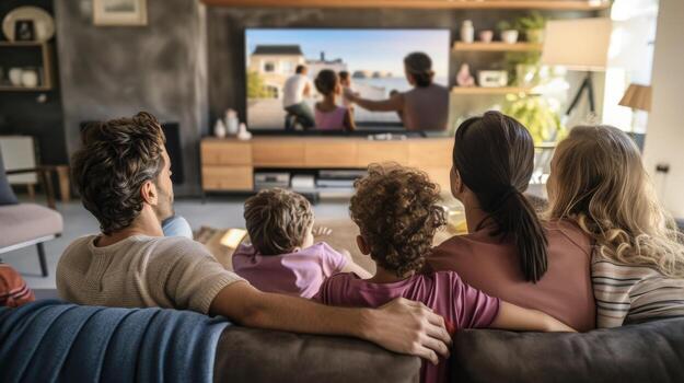 Família assistindo TV